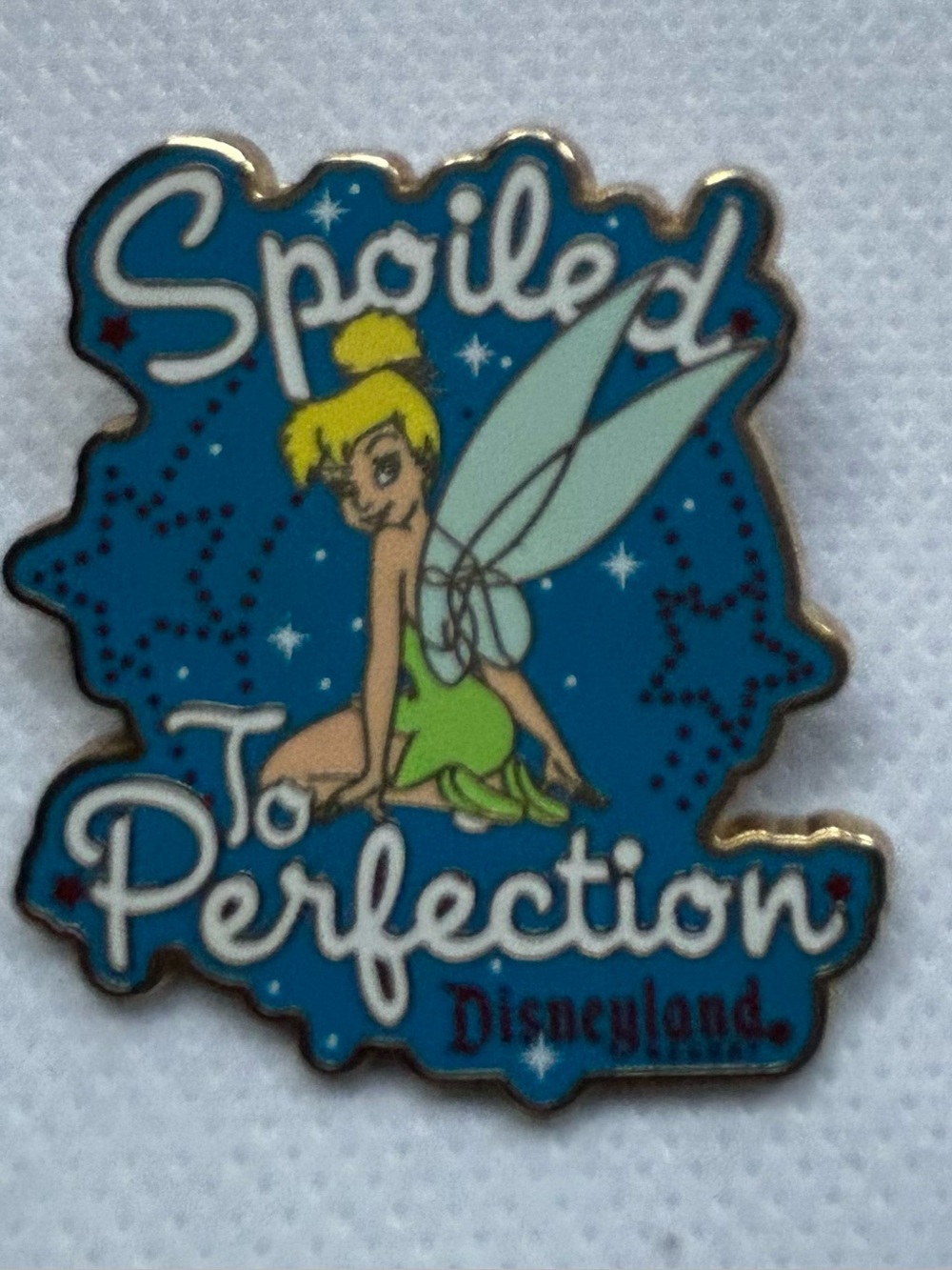 Disneyland Tinker Bell 'Spoiled to Perfection' Blue Enamel Pin